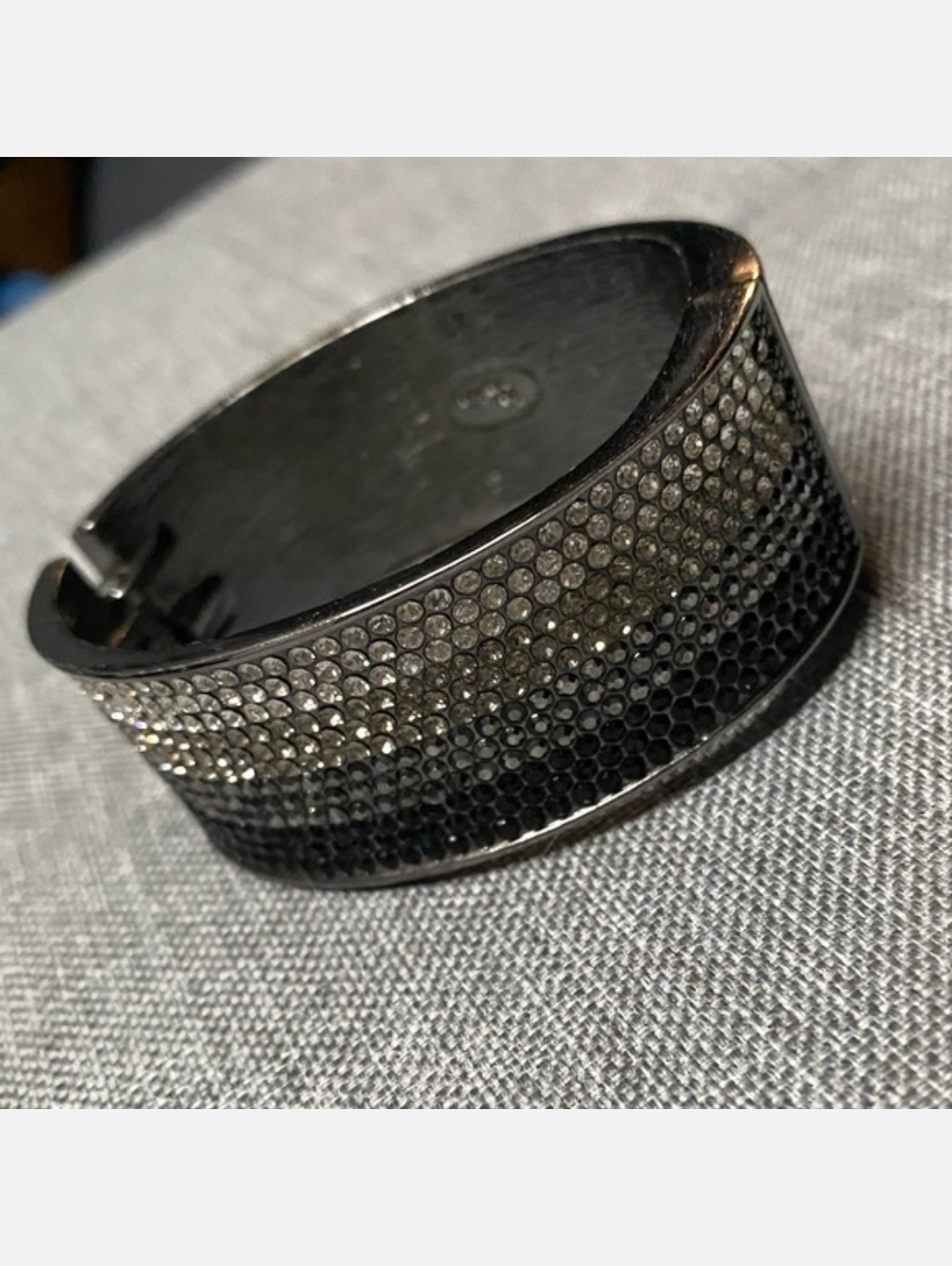 Lia Sophia Black and Silver Pave Crystal Cuff Bracelet
